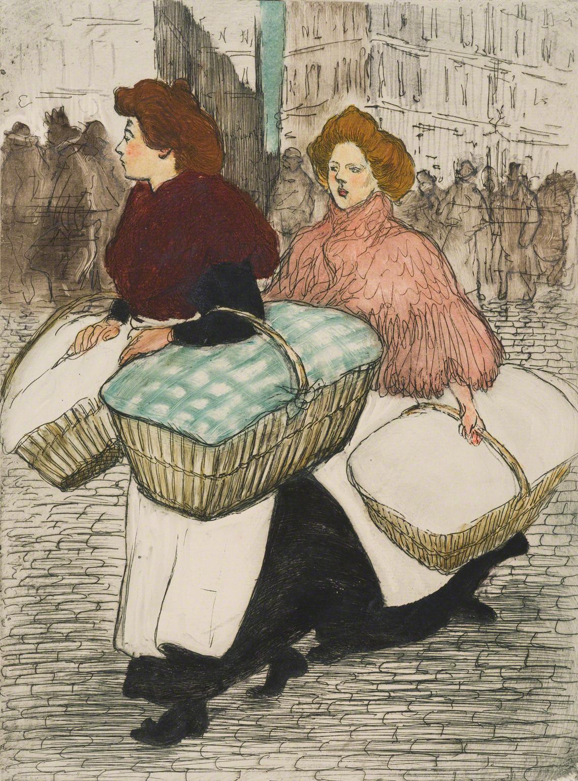 Theophile A. Steinlen, Blanchisseuses report l’ouvrage, 1898.