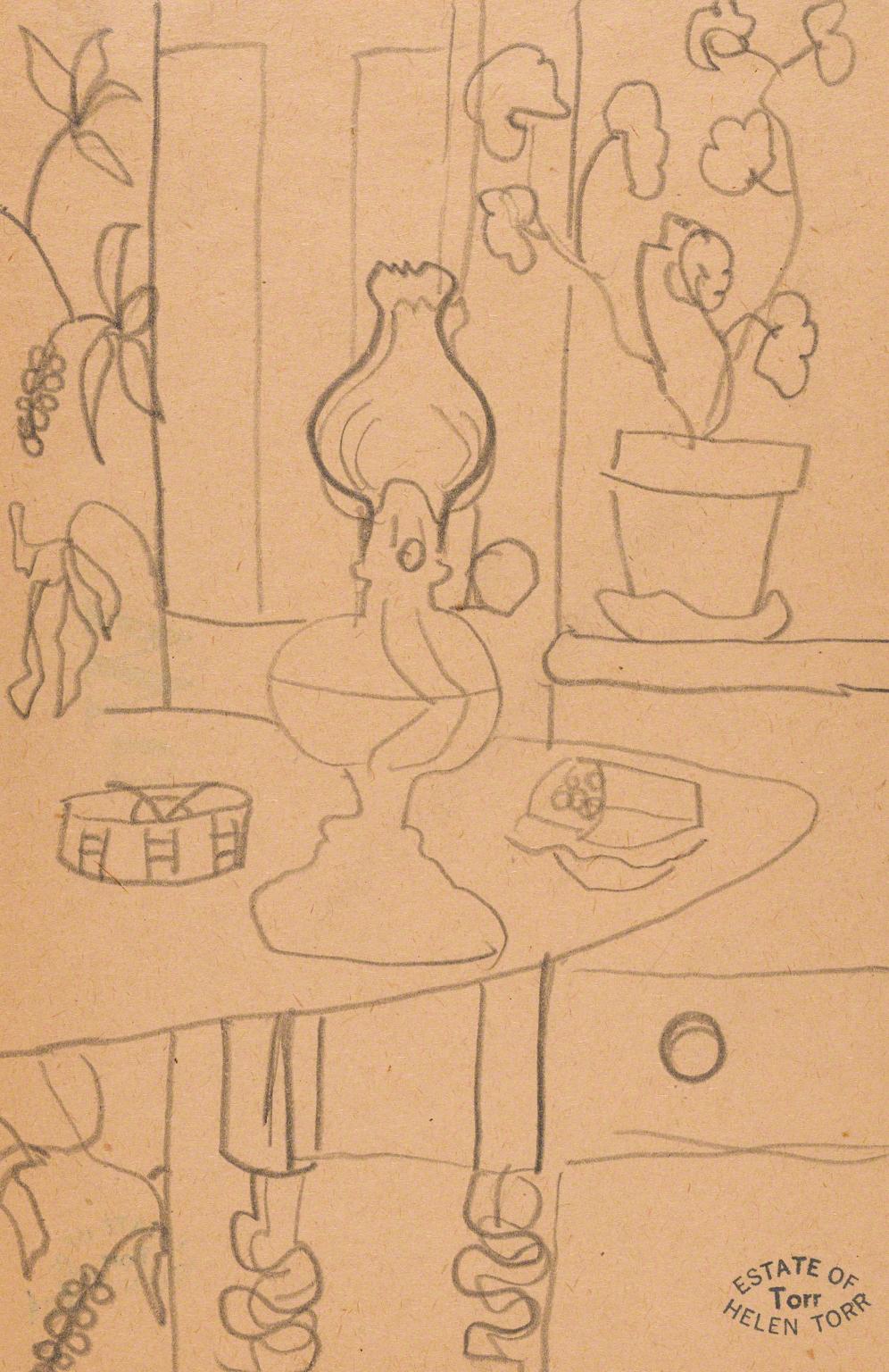 Helen Torr, Kerosene Lamp on Table, not dated.