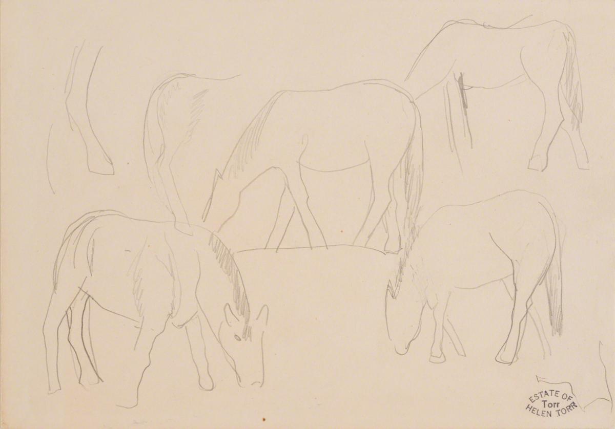 Helen Torr, Study for Grazing Horses, Green Cabbages (Grazing Horses, Green Clouds), 1936.