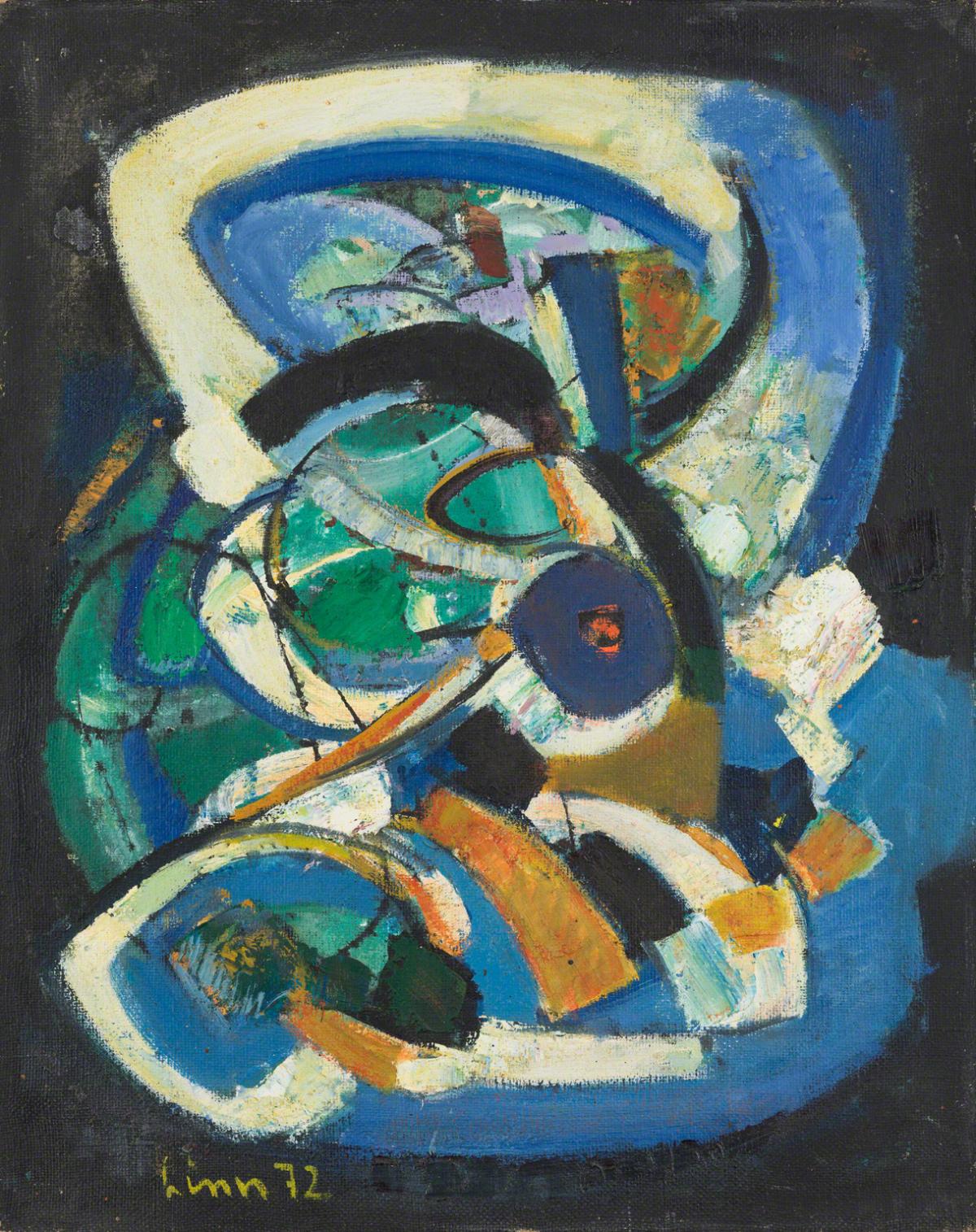 Carl Walter Liner, Composition in Blue, Ochre, and Black, 1972.