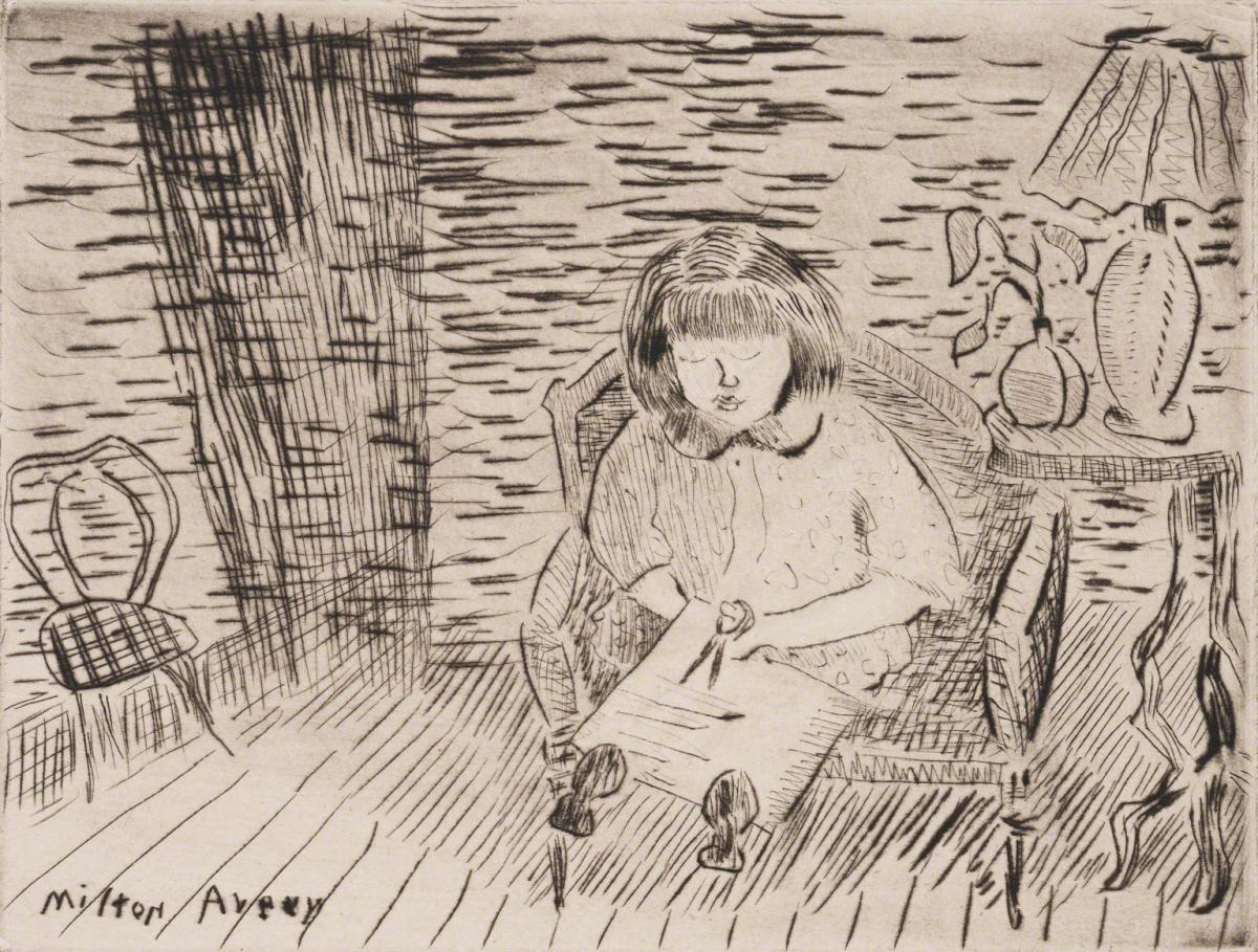 Milton Avery, Child Cutting (A study of Milton Avery), 1936.