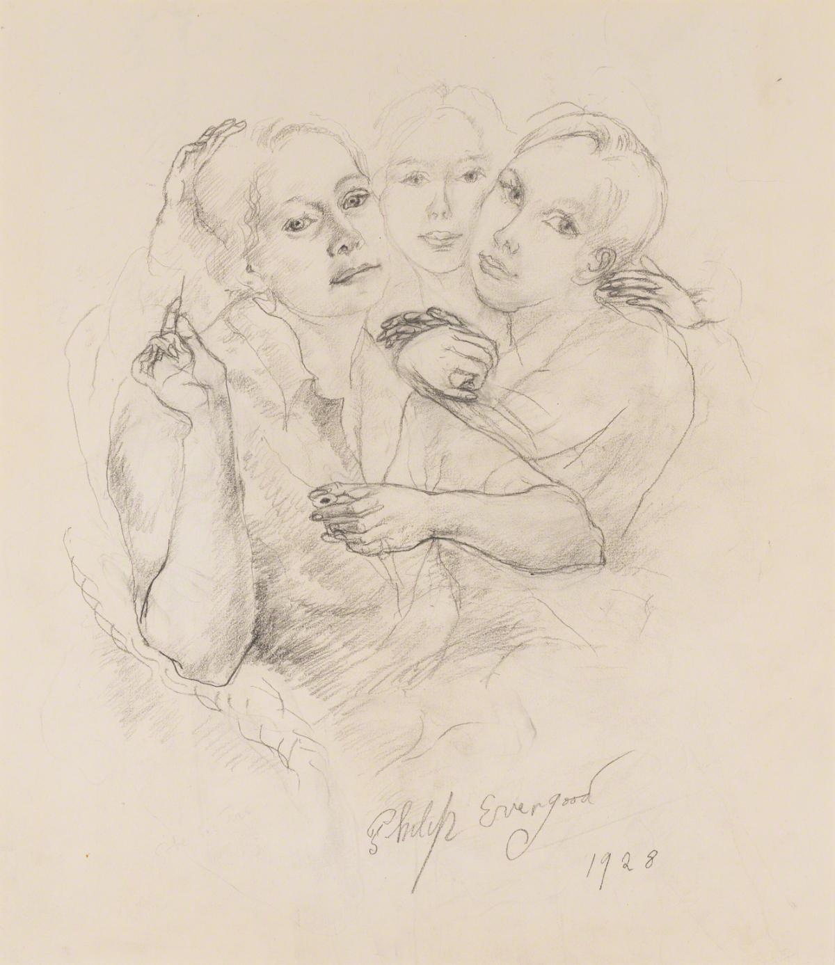 Philip Evergood, Margret & Helen Spotwell & Friend, 1928.
