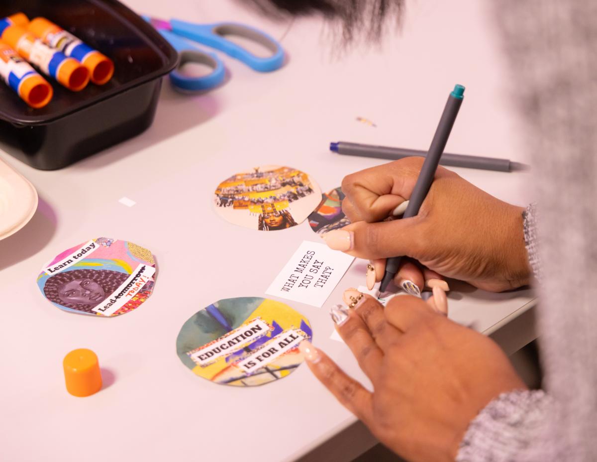 Close up of someone making crafts