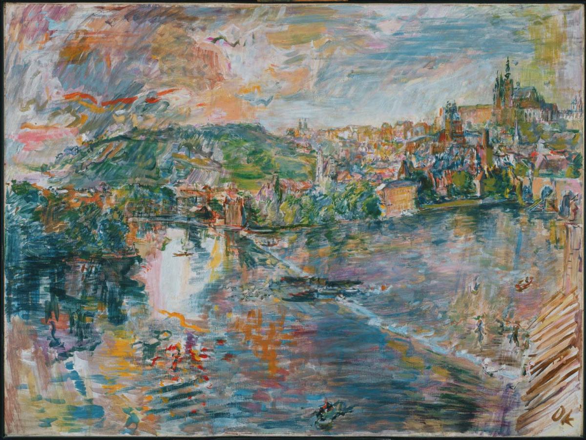 ◇Salzburg Oskar Kokoschka 油彩画 複製画 OSCAR KOKOSCHKA Print From FARBSTIFTAKTE Folder of 1953