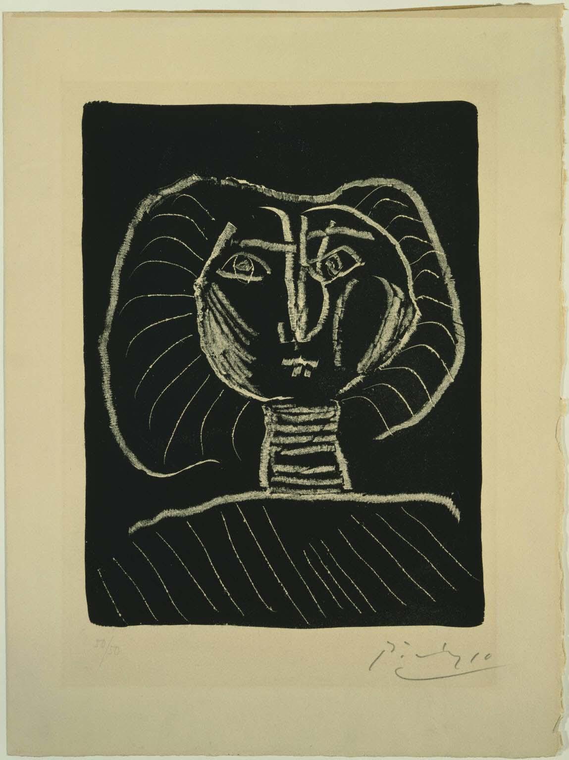 羽衣天女、Chapado en Laton 　パラディウム　Picaso 185: PABLO PICASSO, Grande Tête de Femme au Chapeau < Living