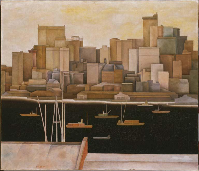 painting of Manhattan skyline by Stefan Hirsch