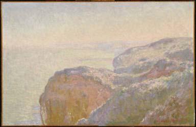 Landscape by Claude Monet of cliffs and sea