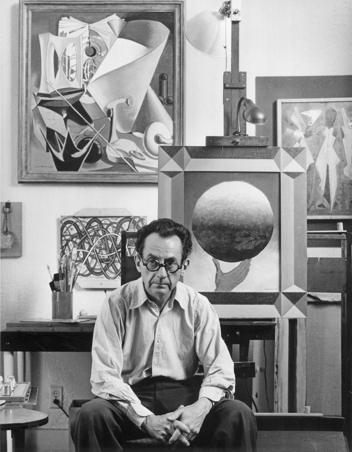 Man Ray in his studio