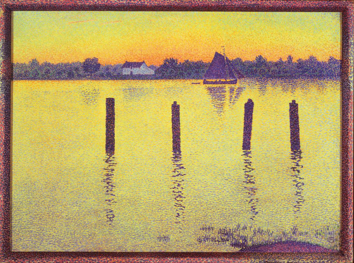 Theo van Rysselberghe's "The Scheldt Upstream from Antwerp, Evening" (1892)
