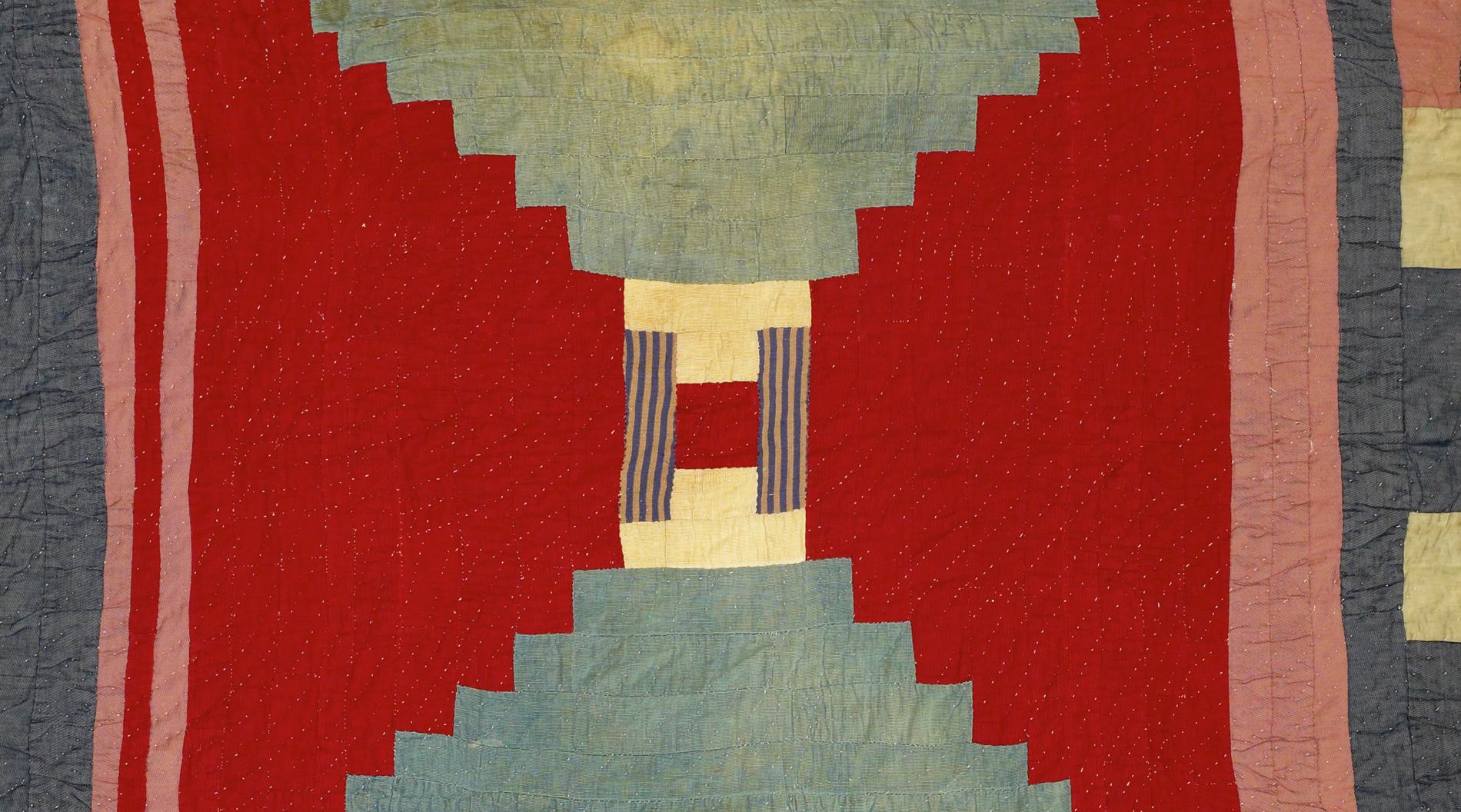 Quilt with red, white, and blue by Lucy Pettway