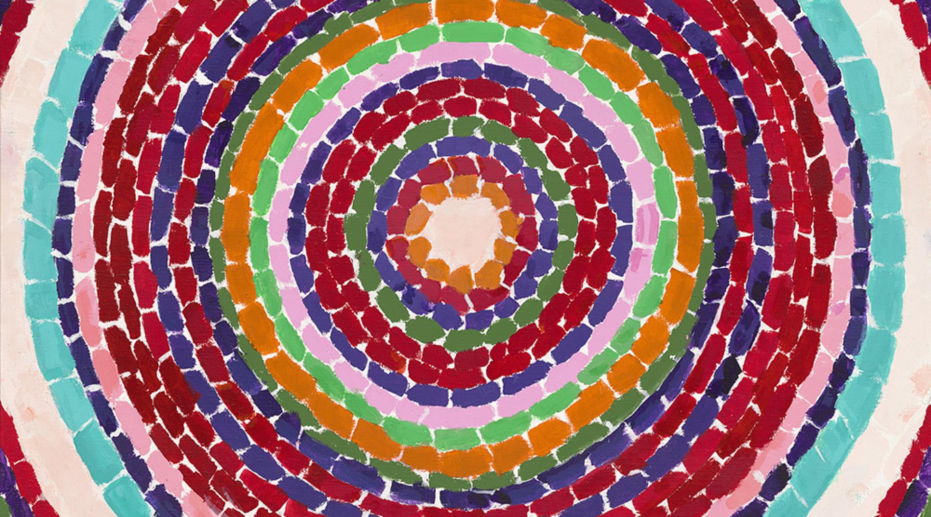 Abstract painting by Alma Thomas of concentric circles of different colors