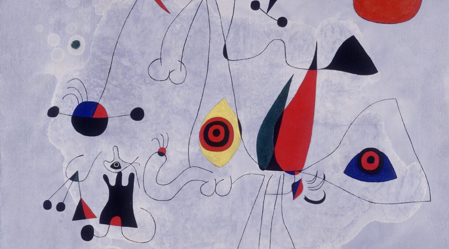 Abstract artwork by Miro of whimsical shapes and colors