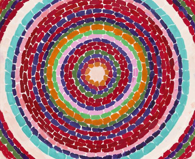 Abstract painting by Alma Thomas of concentric circles of different colors