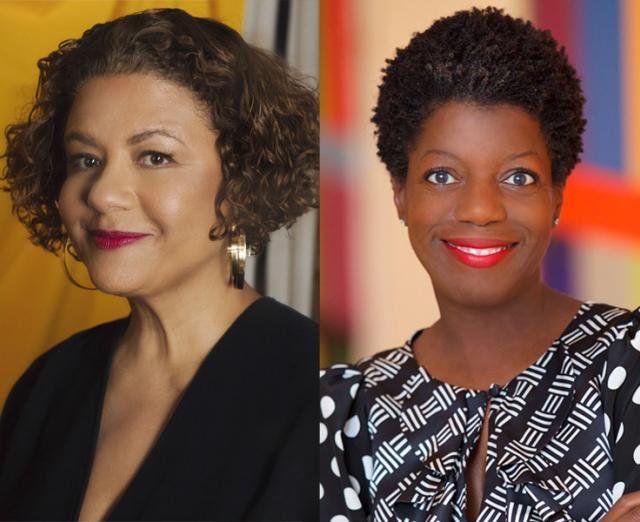 Headshots of Elizabeth Alexander on the left and Thelma Golden on the right