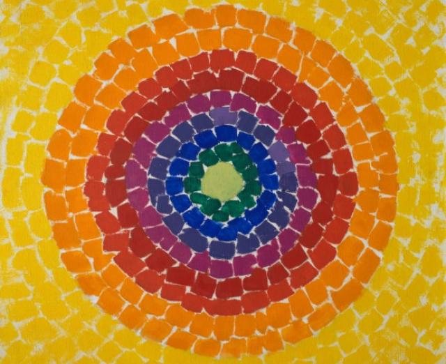 Alma Thomas Resurrection painting with colorful concentric circles
