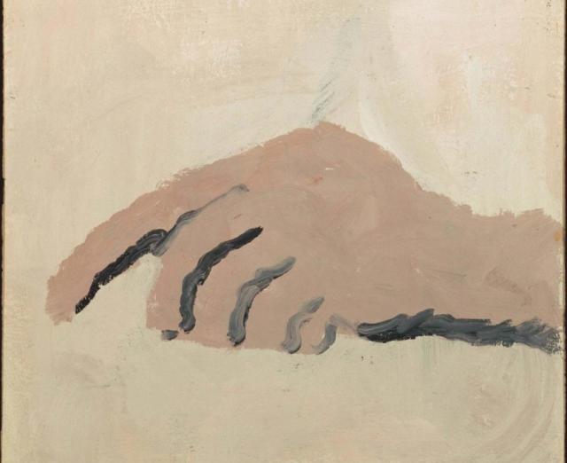 abstract painting of a hand, in a loose fist