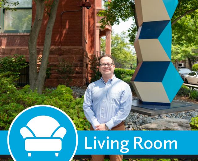 Living Room promo with Nick Hartigan standing in front of the Phillips
