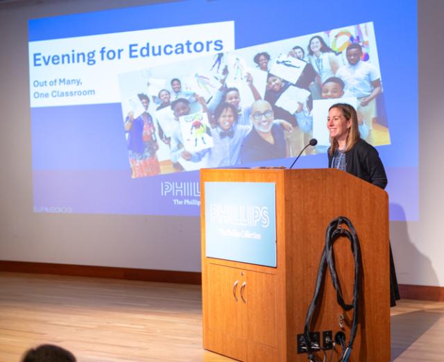 Tiffany McGettigan speaking at the 2025 Evening for Educators