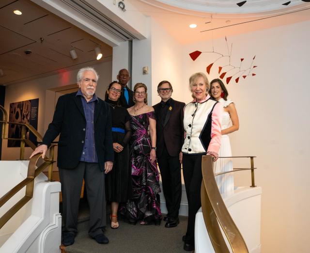 (L to R) peter campus, Glòria Rius Olcos, James Phillips, Pam Kaplan, Jonathan P. Binstock, Carol Brown Goldberg, Sarah Mills. Photo: Mariah Miranda Photography.