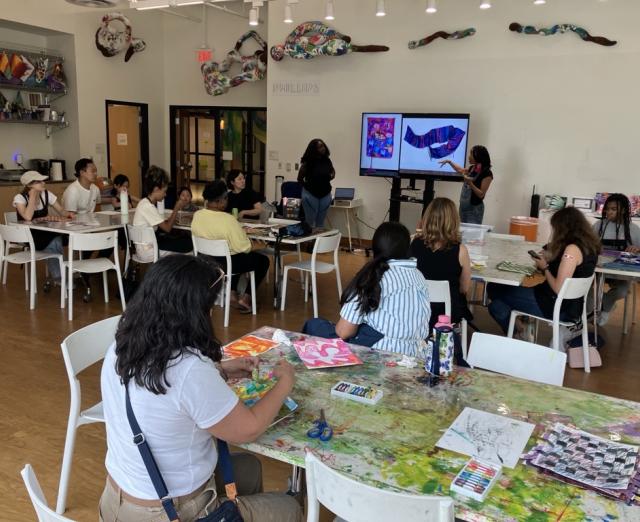 People participating in an art-making workshop at Phillips@THEARC