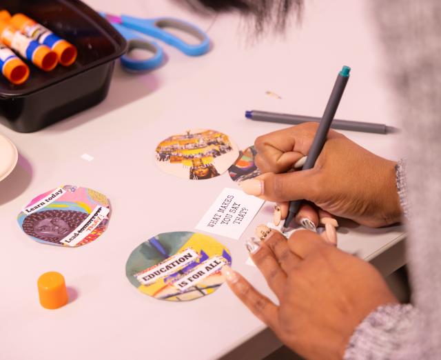 Close up of someone making crafts