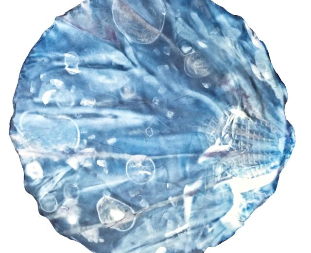Gloria Duan, ~, Cyanotype on silk habotai with handrolled edges