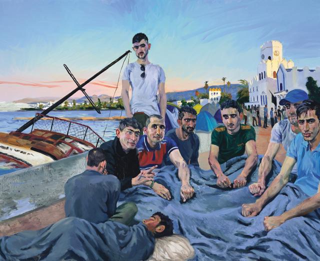 LIU XIAODONG b. 1963, Liaoning Province, China; lives in Beijing, China Refugees 4, 2015 Oil on canvas Courtesy of the artist and Massimo De Carlo, Milan, London, Hong Kong