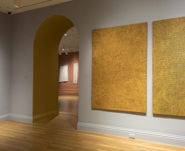 Installation view of work by Yukultji Napangati in Marking the Infinite