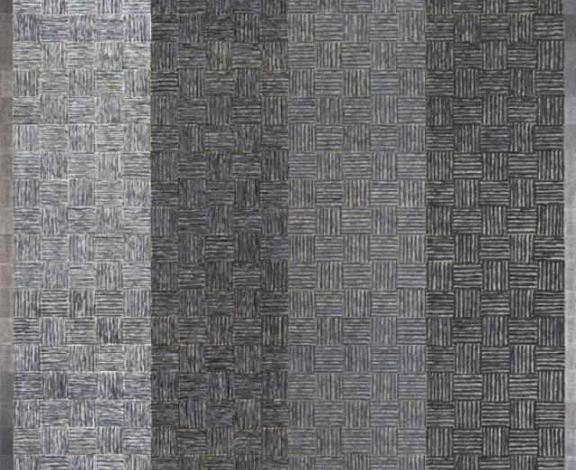 McArthur Binion, "DNA: Black Painting: 1", 2015, Oil paint stick, graphite, and paper on board, 84 x 84 in, Director's Discretionary Fund, 2016