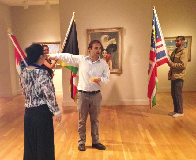Pedro Lasch rehearsing Abstract Nationalism / National Abstraction