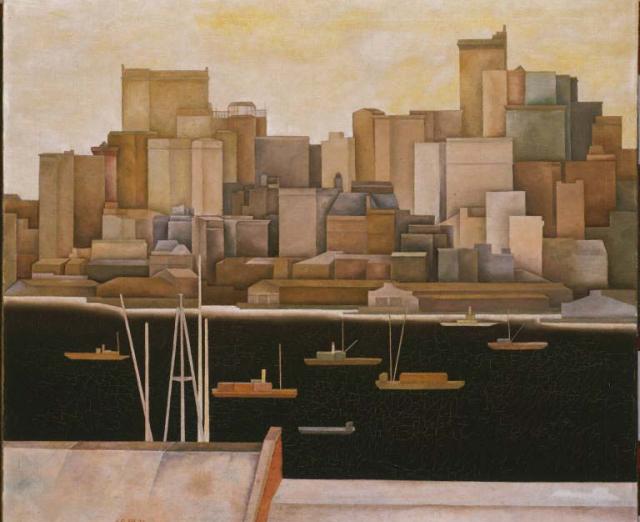painting of Manhattan skyline by Stefan Hirsch