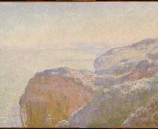 Landscape by Claude Monet of cliffs and sea