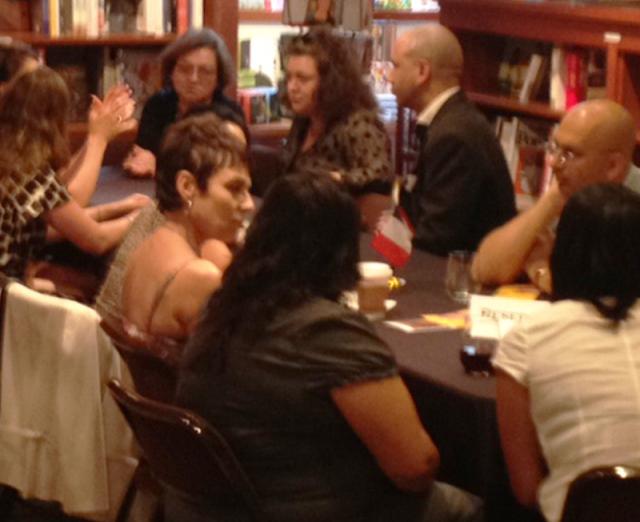 People attending a language meet-up