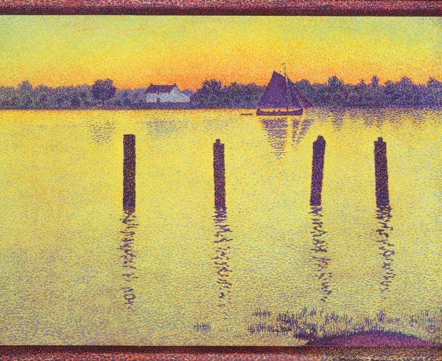 Theo van Rysselberghe's "The Scheldt Upstream from Antwerp, Evening" (1892)