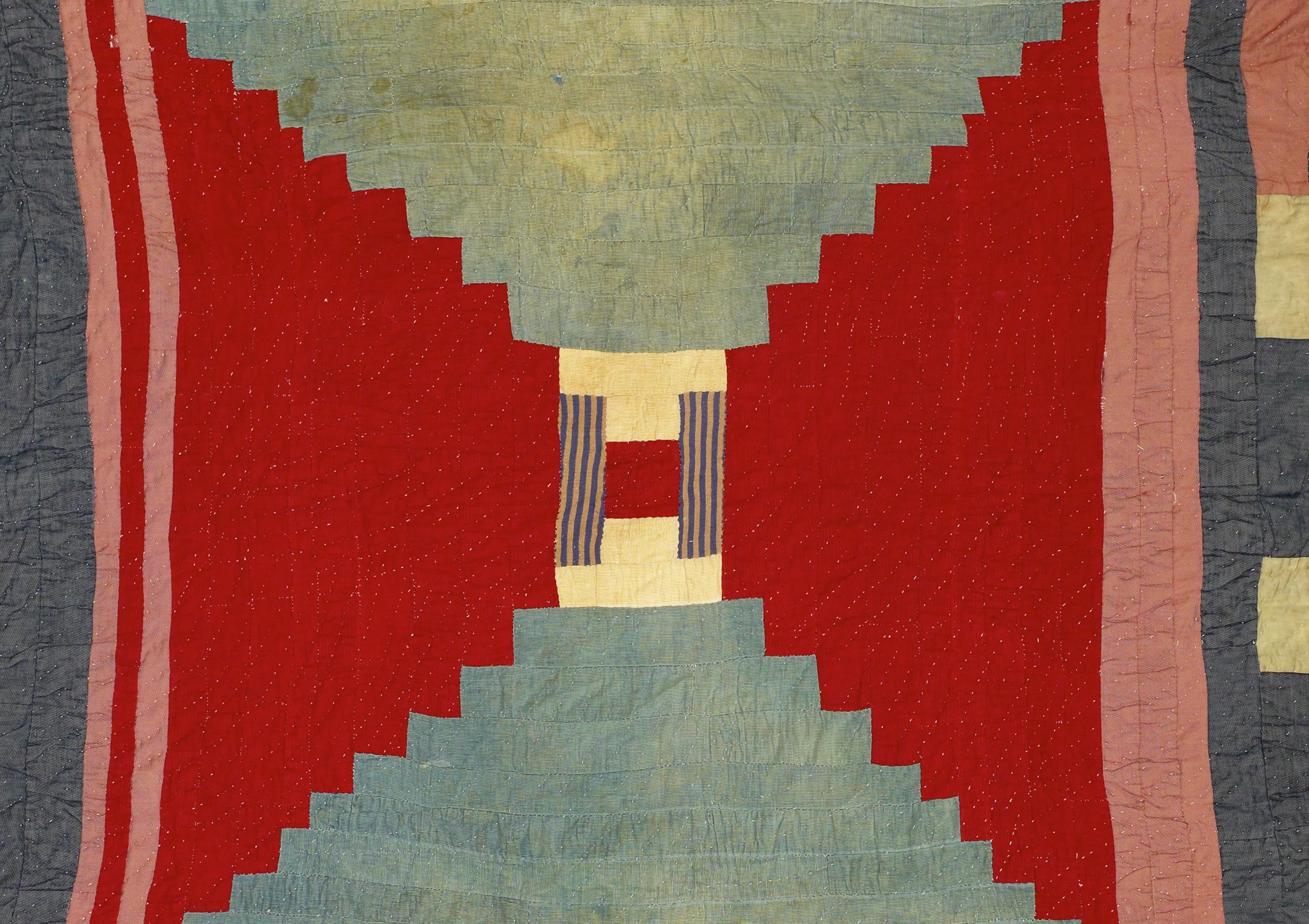 Quilt with red, white, and blue by Lucy Pettway