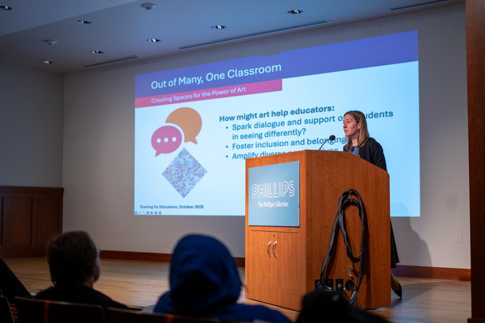 Tiffany McGettigan speaking at the 2025 Evening for Educators