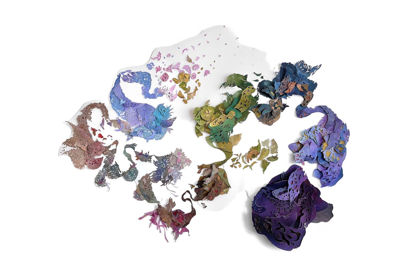 Hand-painted cut paper 