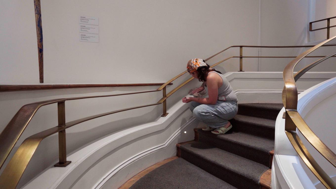 Artist collecting dust