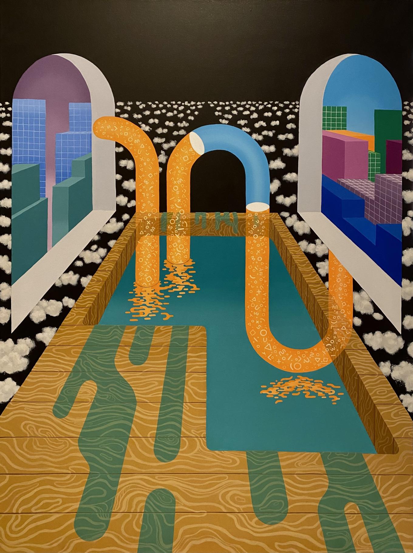 Acrylic on canvas of multi-colored shapes