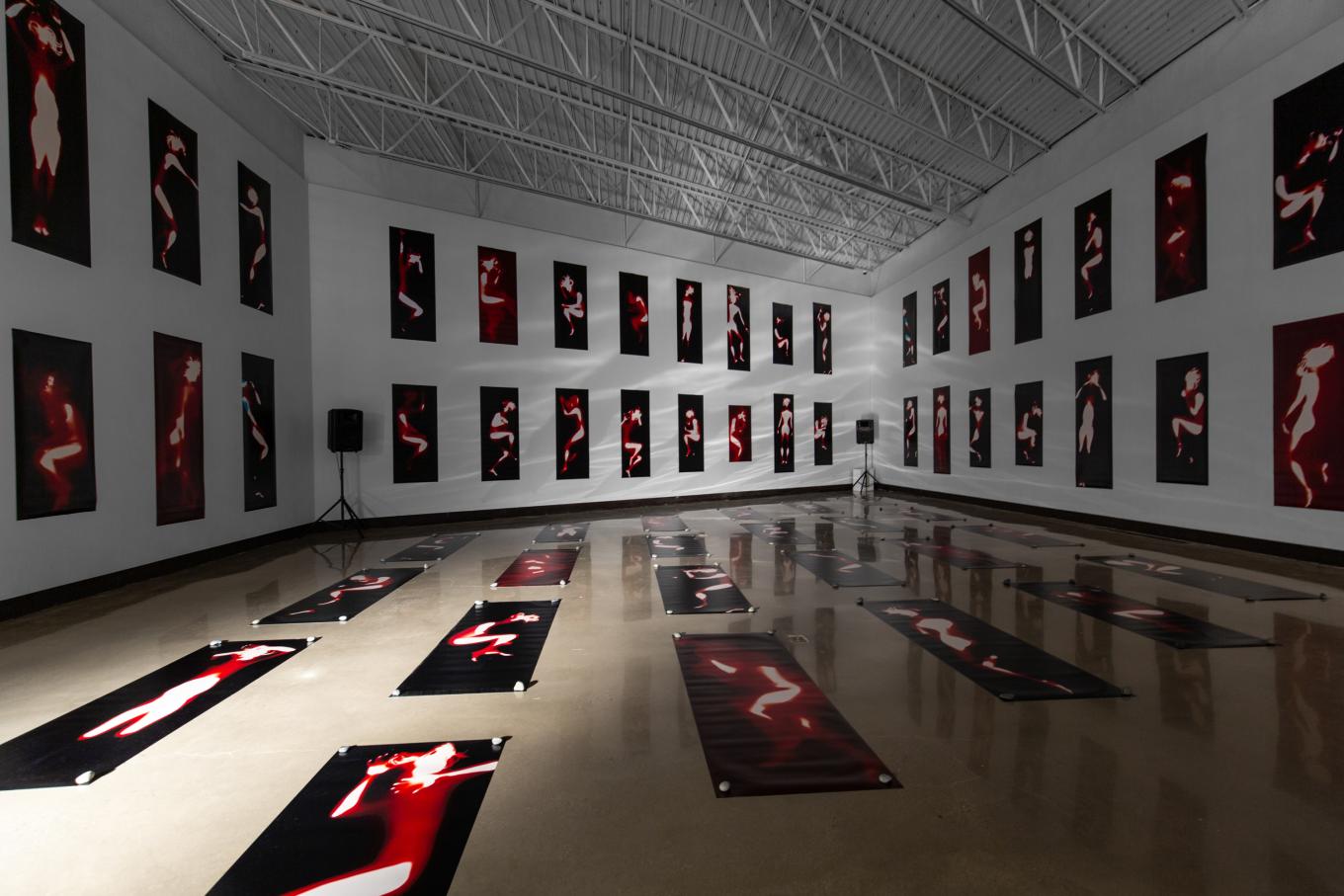Large-scale visual and sound installation in a large room