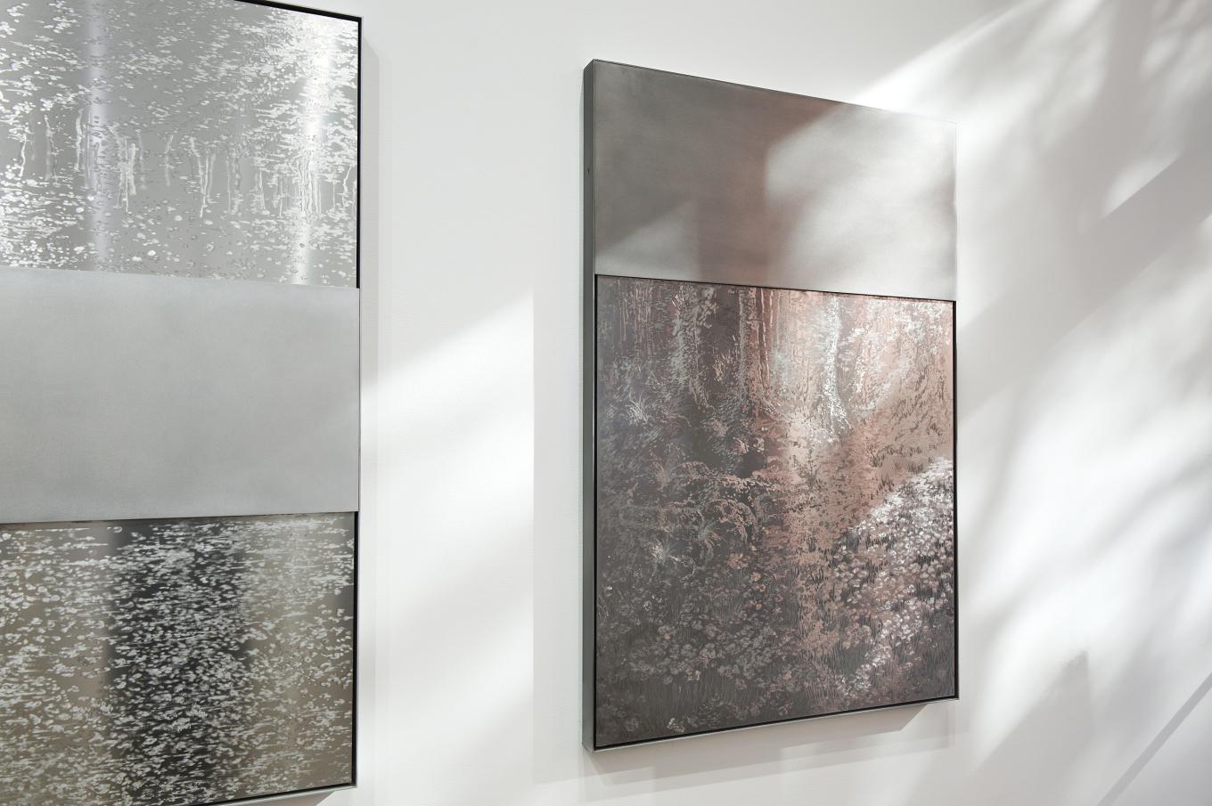 three pieces of engravings on aluminum 