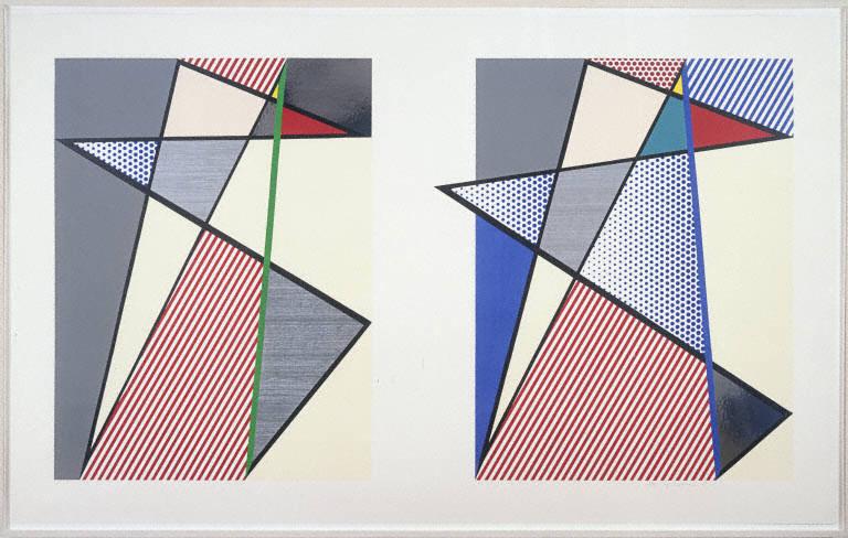 Roy Lichtenstein, Imperfect Diptych, 1988. Woodcut, screen print, and collage on museum board. Gift of Sidney Stolz and David Hatfield, 2009.