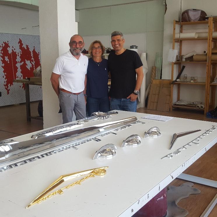 Board Chair Dani Levinas and Senior Curator of Modern and Contemporary Art Vesela Sretenović visit Dagoberto Rodríguez of Los Carpinteros in Madrid, August 2018