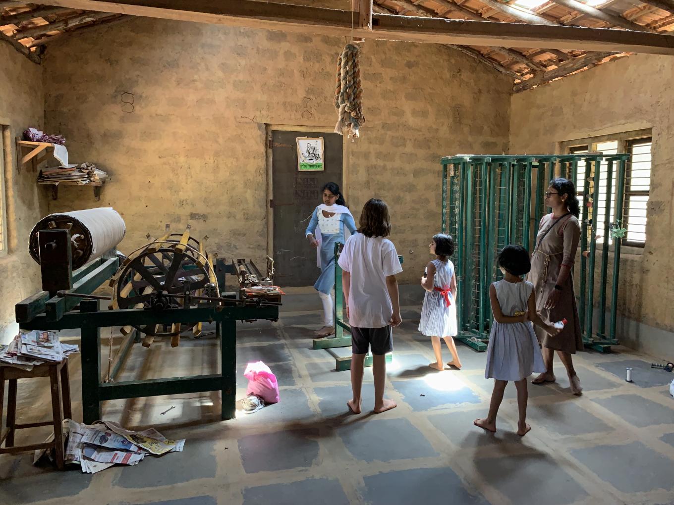 Visiting an indigo dyeing and weaving workshop.