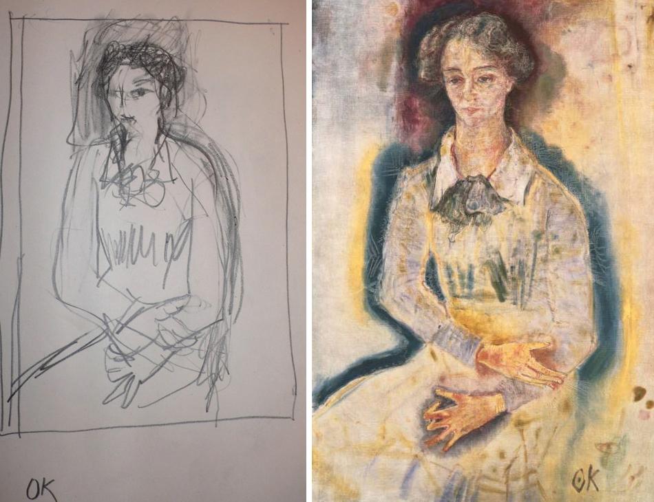 Kokoschka Lotte with former MA sketch