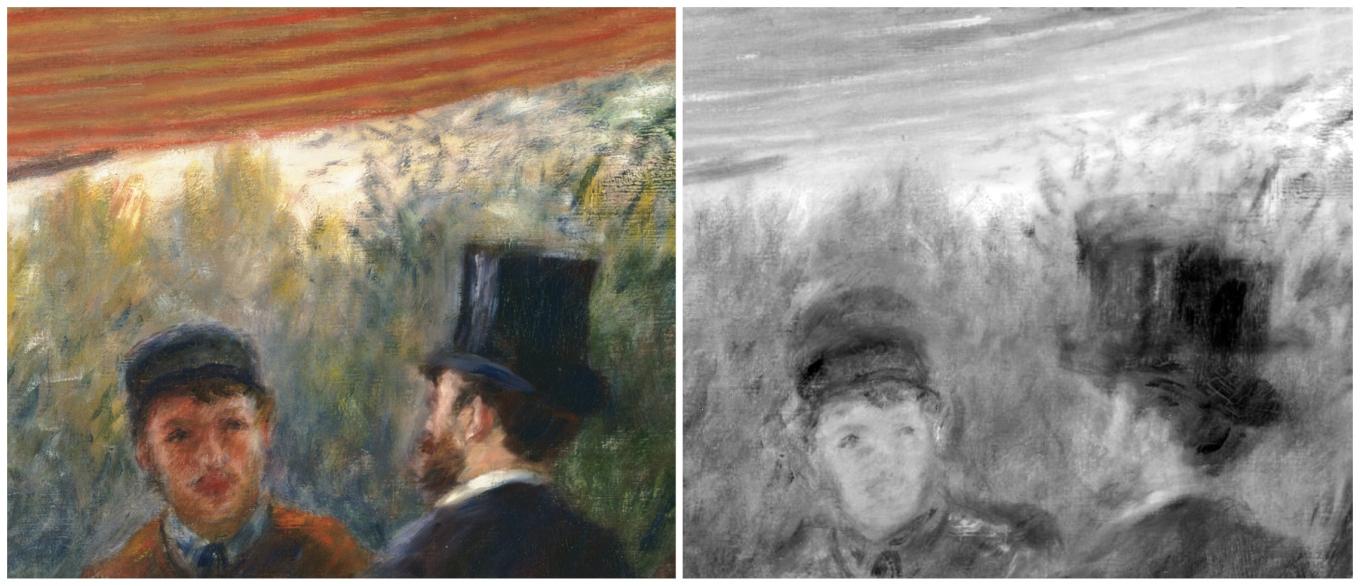 Infrared image of part of Luncheon of the Boating Party