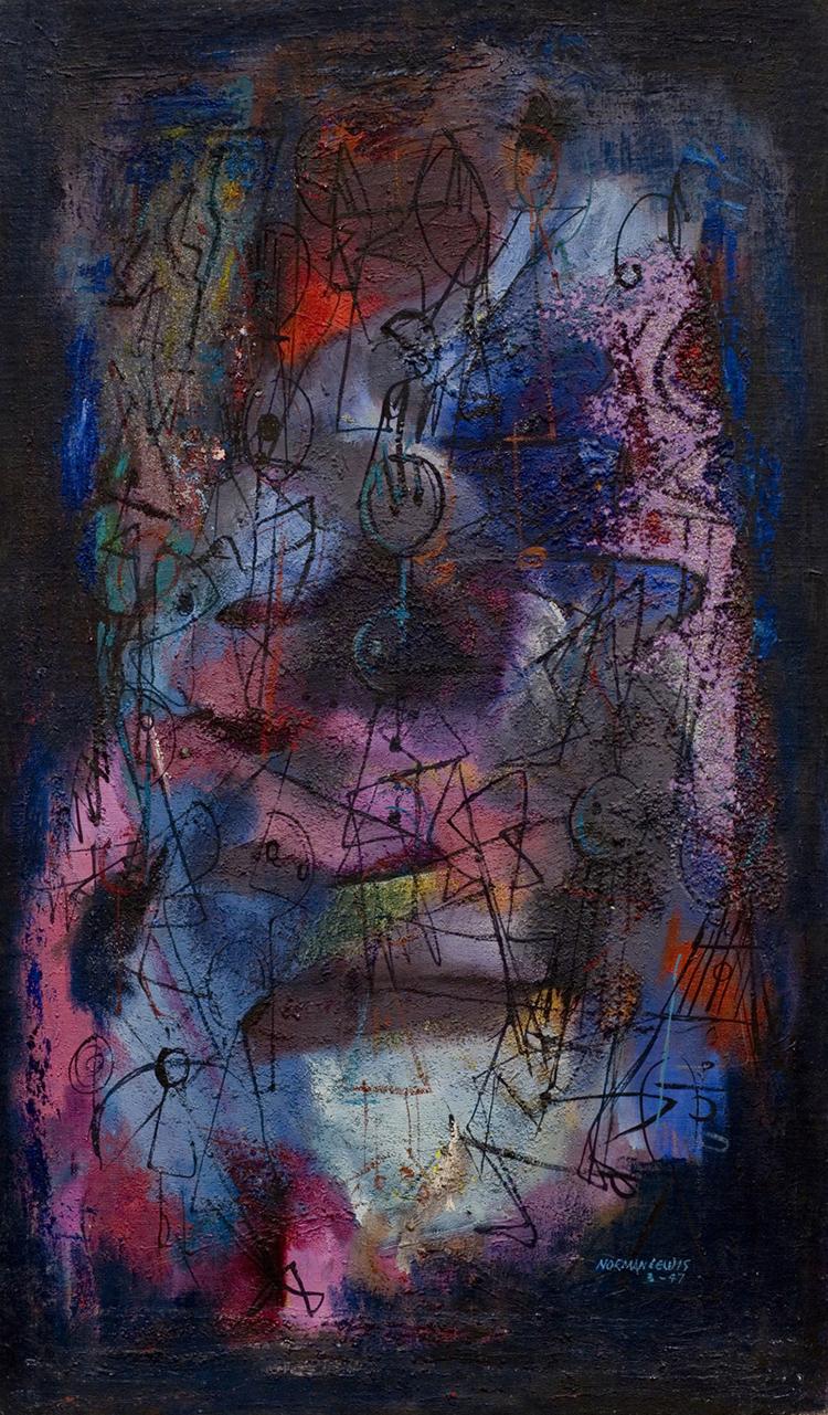 Norman Lewis, Untitled, 1947, Oil and sand on canvas, 33 7/8 × 20 in