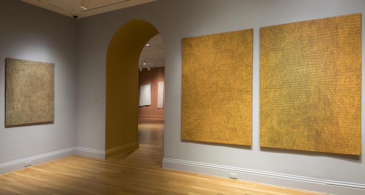 Installation view of work by Yukultji Napangati in Marking the Infinite