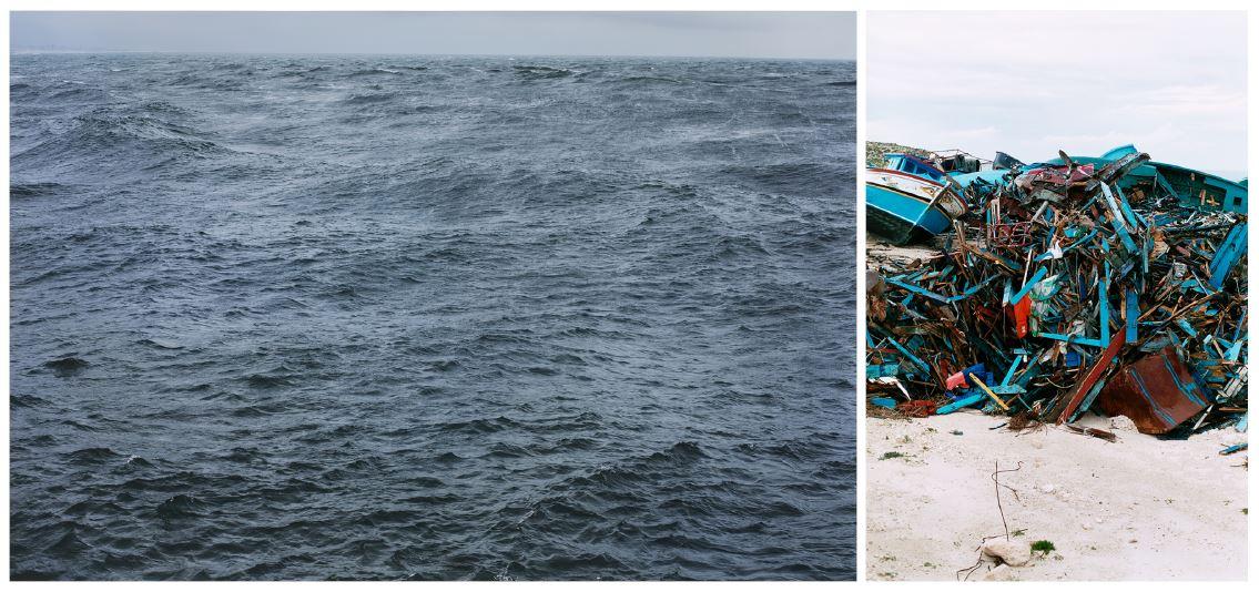 Wolfgang Tillmans, The State Weâre In, 2015 (left), Lampedusa, 2008 (right)