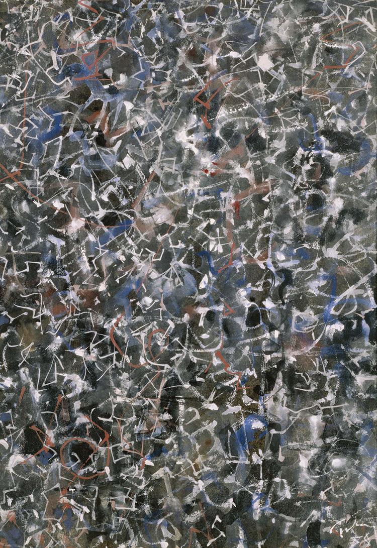 Mark Tobey, Night Flight, 1956, Tempera on cardboard, 11 7/8 x 9 in.